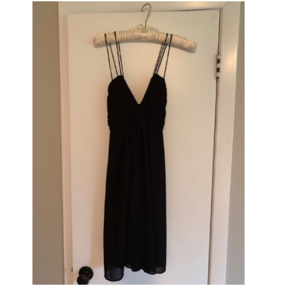 Black Chiffon Cross Back Dress